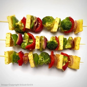 Paneer Shashlik (Grilled Paneer and Veggie Skewers)